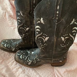 Roper coral silver boots